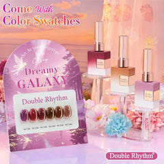 Double Rhythm cat eye polish rose-coffee-brown-red-t6-62 bottle 2 highlights magnetic shimmer.