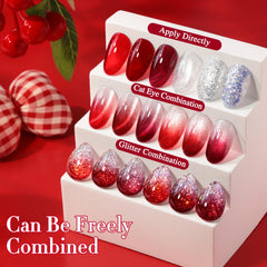 Double Rhythm color swatch range highlights cohesive gel polish options for coordinating looks.