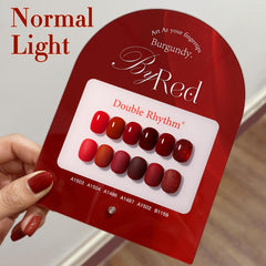 Double Rhythm glitter burgundy swatches reveal glossy finish