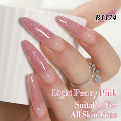 Double Rhythm glitter gel polish bottle highlights toxin-free, low-odor formula for comfortable at-home use.