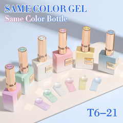 Double Rhythm green gel polish bottle delivers fresh color for everyday looks.