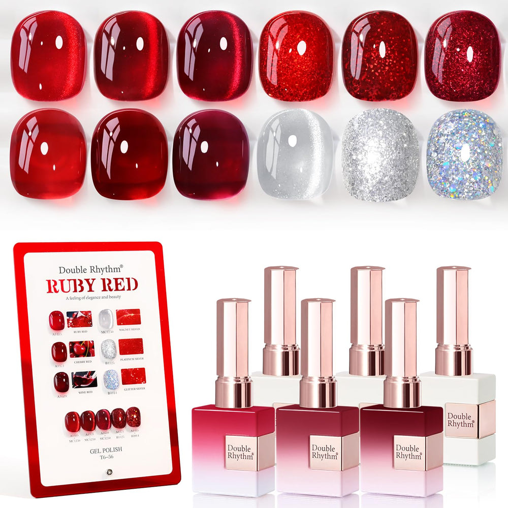 Double Rhythm jelly burgundy red-swatch shows a rich season-ready color for chic nails.