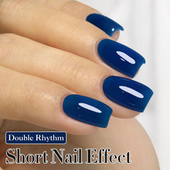 Double Rhythm navy blue jelly polish cap close-up showing smooth texture