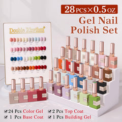 Double Rhythm same-color, same-bottle design for convenient, uniform gel application.