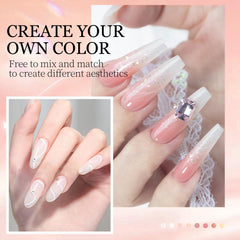 DouborQ 6-color acrylic powders laid out for versatile nail art