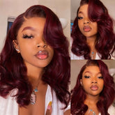 Douyin 99J Burgundy Bob Wig front view shows natural hairline and movement.