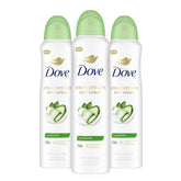 Dove Advanced Care Cool Essentials dry spray bottle delivers quick, refreshing protection.