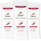Dove Advanced Care deodorant stick with Apple & White Tea for all-day freshness.