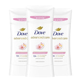 Dove Advanced Care Sakura Blossom and Yuzu deodorant stick ready for application, delivering soft underarms.