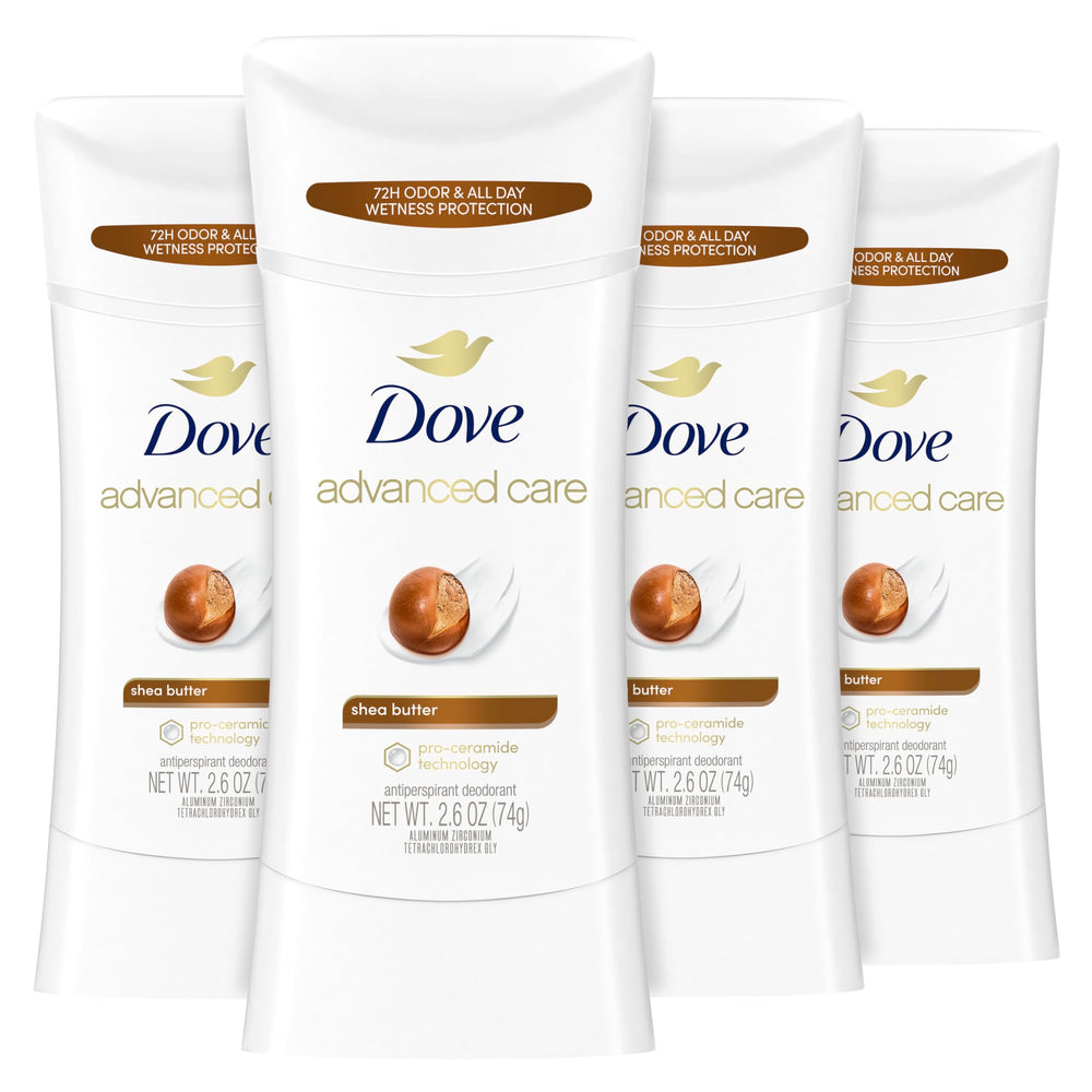 Dove Advanced Care Shea Butter stick applied to underarm for smooth protection
