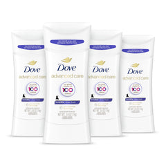 Dove Advanced Care Sheer Fresh stick applied to underarm for soft, protected skin.