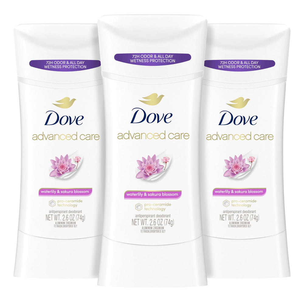 Dove Advanced Care Waterlily & Sakura Blossom stick applying smoothly for daily underarm care