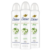 Dove aluminum-free deodorant spray bottle applying for all-day freshness.