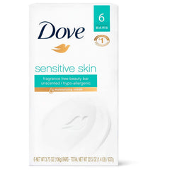 Dove bath bars sensitive unscented packaging image showing gentle cleansing for sensitive skin