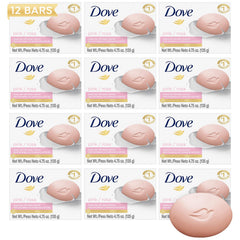 Dove Beauty Bar Pink pack of 12 showing moisturized cleansing for daily skin care.