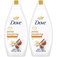 Dove Body Wash 2-Pack packshot with creamy lather and inviting scent.