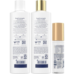 Dove Bond Strength Conditioner bottle showing smoothing action for frizz control