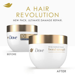 Dove Bond Strength mask being worked through damp hair demonstrating mid-length to ends use
