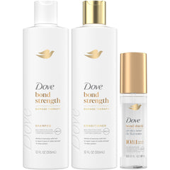 Dove Bond Strength Shampoo bottle highlighting strength-boosting formula for healthier hair