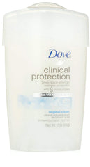 Dove Clinical Protection Original Clean stick 2-pack packaging closeup highlighting long-lasting protection.