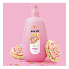 Dove Crumbl Confetti Cake label closeup highlights limited edition scent