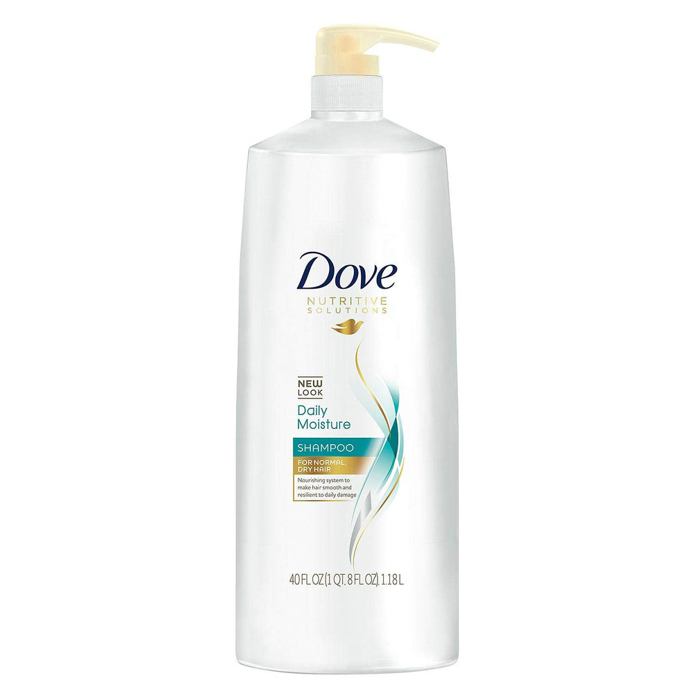 Dove Damage Therapy Daily Moisture shampoo bottle with pump, convenient daily hydration for hair