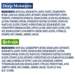 Dove Deep Moisture body wash bottle front emphasizing rich lather and softness