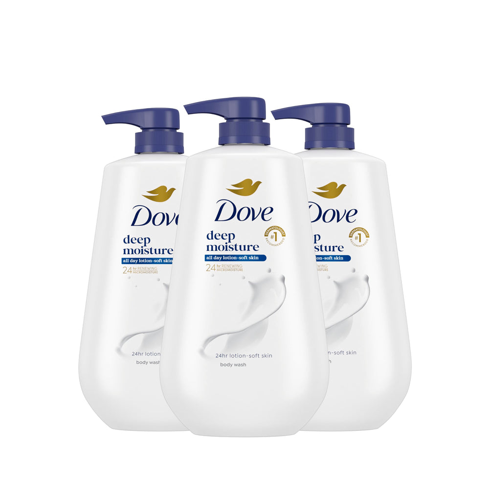 Dove Deep Moisture bottle with pump for easy dispensing and lasting hydration.