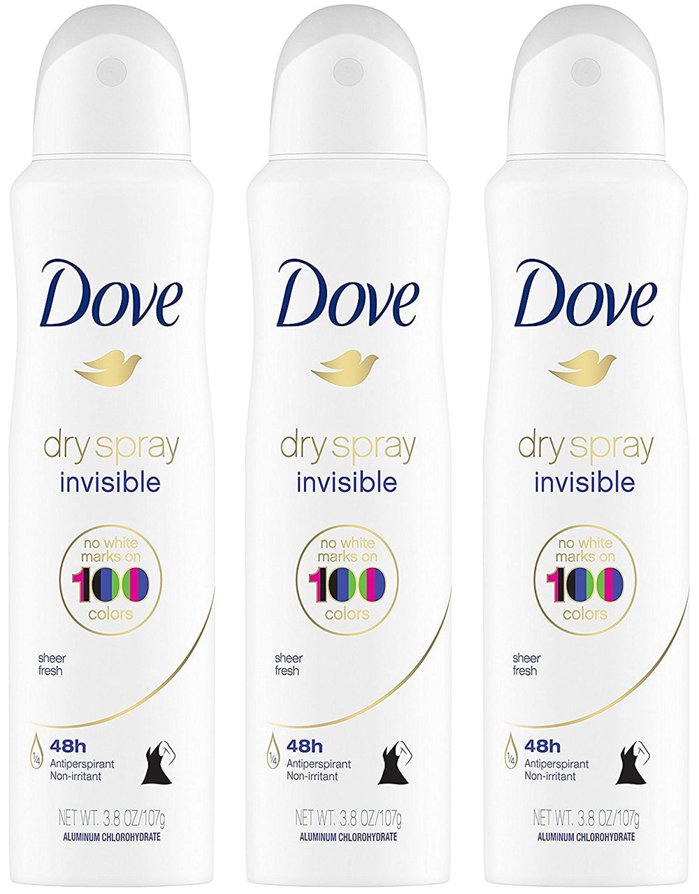 Dove Dry Spray Invisible Sheer Fresh can close-up for on-the-go freshness.