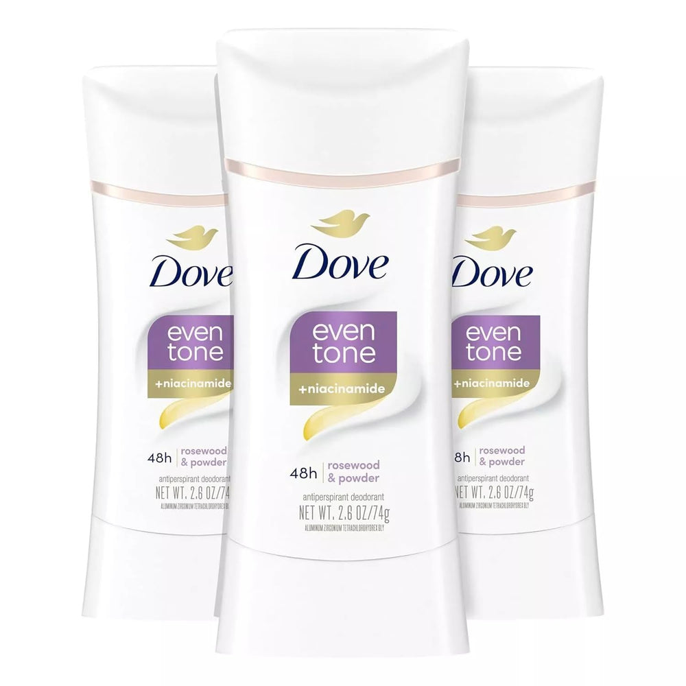 Dove Even Tone packaging shows 3-count bundle for everyday protection