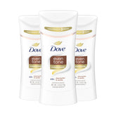 Dove Even Tone Shea Butter Vanilla stick front view showing a three-pack packaging.