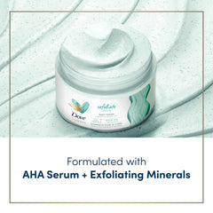Dove Exfoliate Away Body Polish beads close-up show gentle exfoliation for smoother skin.