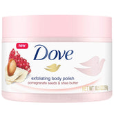 Closer view of Dove Exfoliating Body Polish jar with pomegranate-shea butter for silky skin