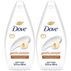 Dove Gentle Pamper Body Wash 2-pack front view for daily cleansing.