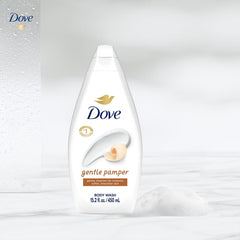 Dove Gentle Pamper creates rich, moisturizing foam to nourish dry skin.