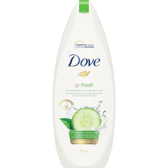 Dove Go Fresh cucumber and green tea bottle delivering a refreshing daily cleanse for soft skin.