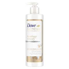 Dove Hair Therapy Breakage Remedy bottle demonstrates strength-boosting formula for healthier-looking hair.