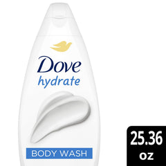 Dove Hydrate bottle pour captures creamy lather ideal for sensitive skin.