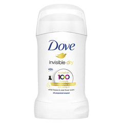Dove Invisible Dry Stick barra desodorante que ofrece protección invisible para todo el día.