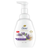 Dove Lavender & Rice Milk hand wash bottle showing moisturizing formula for soft hands.