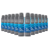 Dove Men+Care Clean Comfort dry spray underarm application for all-day freshness.