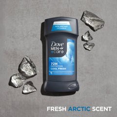 Dove Men+Care Cool Fresh moisturizer visual highlights skin comfort.