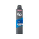 Dove Men+Care Cool Fresh spray bottle with refreshing aqua scent for all-day confidence.