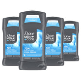 Dove Men+Care Cool Fresh stick uncap shows easy application and long-lasting freshness.