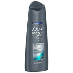 Dove Men+Care Dermacare Scalp defense bottle for dandruff relief and stronger hair.