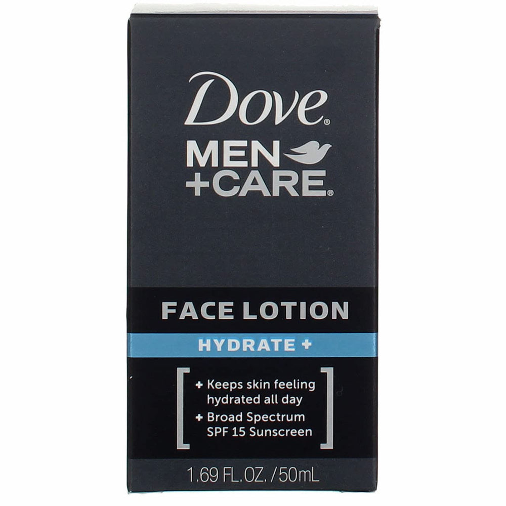 Dove Men+Care Hydrate Plus face lotion bottle 2-pack for everyday moisturization