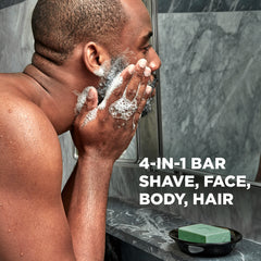 Dove Men+Care essential oils closeup shows olive and jojoba enriching hydration