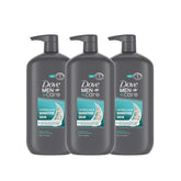 DOVE MEN + CARE Sensitive Skin body wash bottle pour for gentle cleansing.