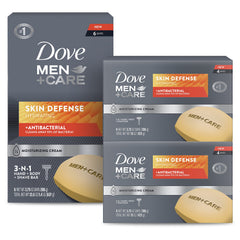 Dove Men+Care Skin Defense bar in box, ready for daily cleansing.