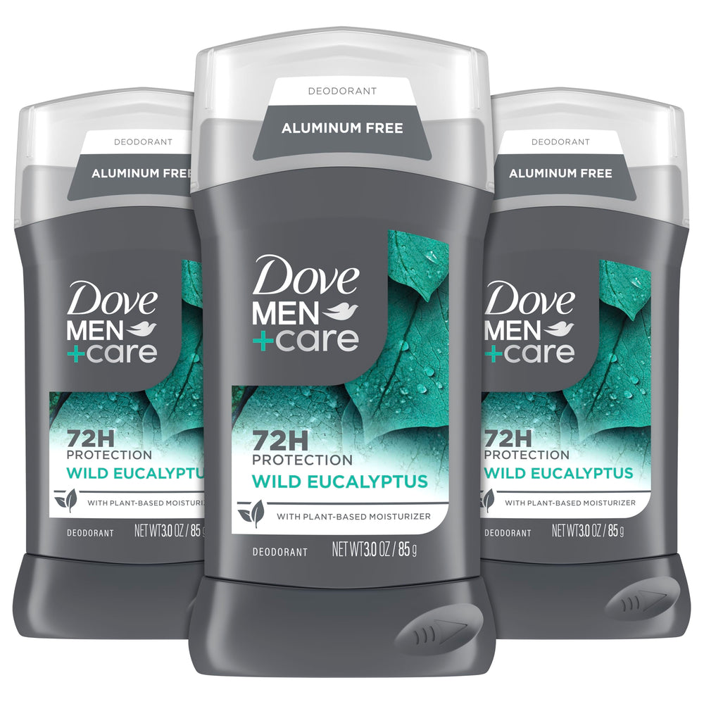 DOVE MEN+CARE Wild Eucalyptus pack shot showing aluminum-free protection and fresh scent